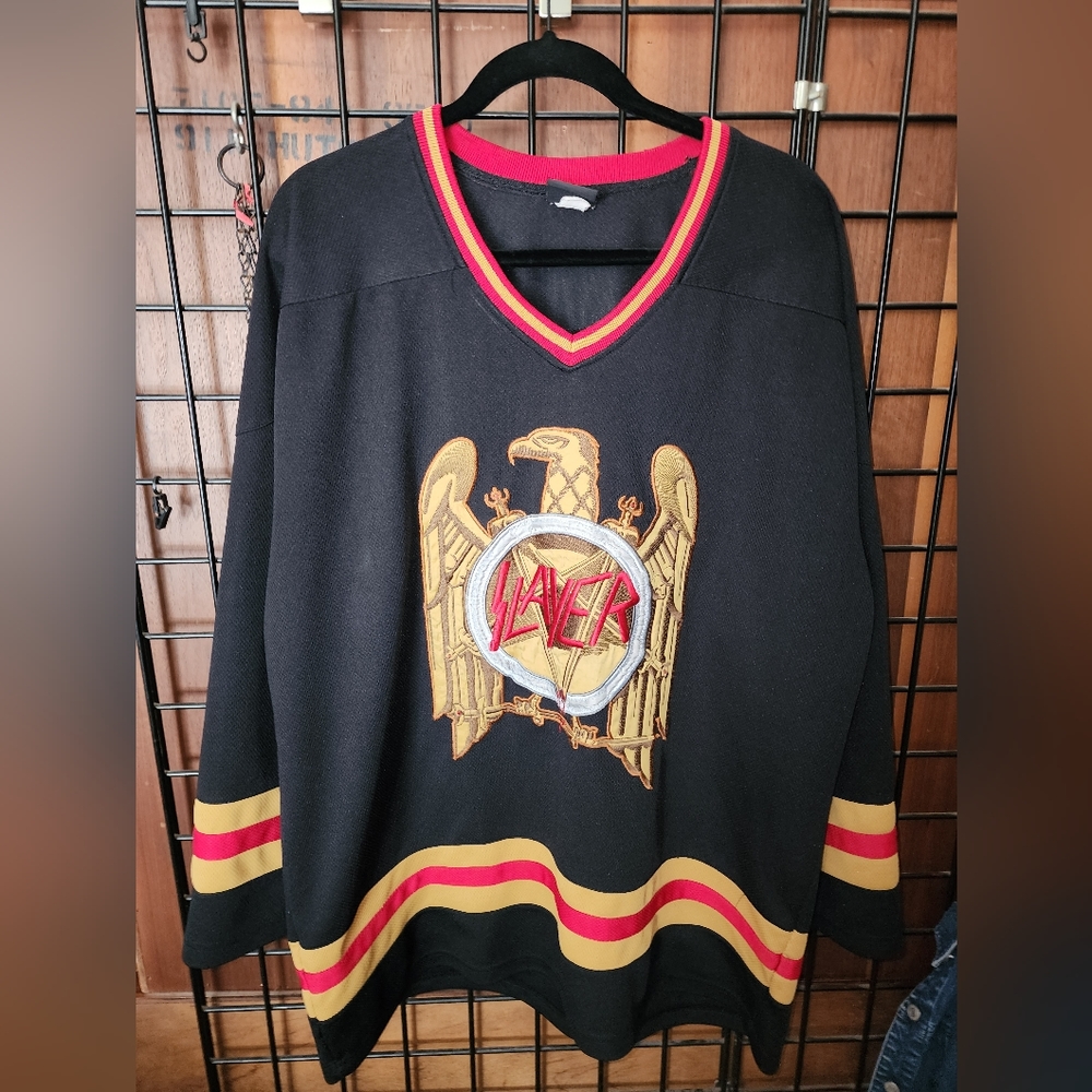 XL Slayer Gold Eagle Hockey Jersey VINTAGE ITEM, CONCERT PURCHASED sz XL